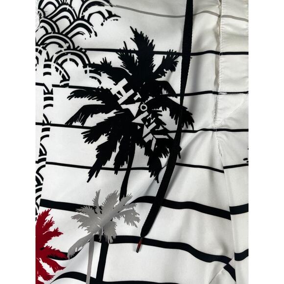 HAWK Men's Swim Shorts Size Large Palm Tree Print Striped Board Shorts - Picture 6 of 7